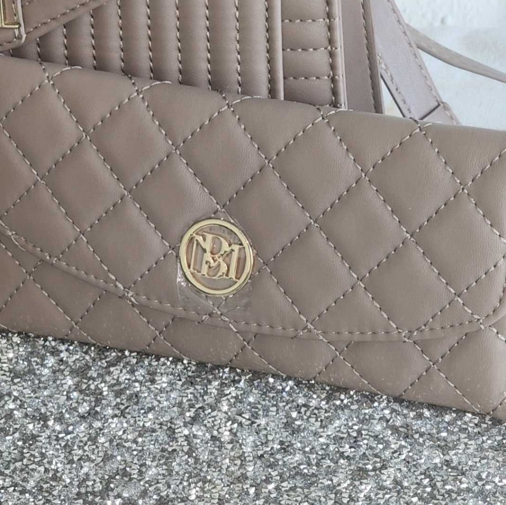 Badgley Mischka SET taupe bag and wallet, vegan leather. NWOT - Picture 10 of 17